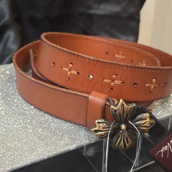 Patricia Nash Astrid Floret Leather Belt- Tan main image 4